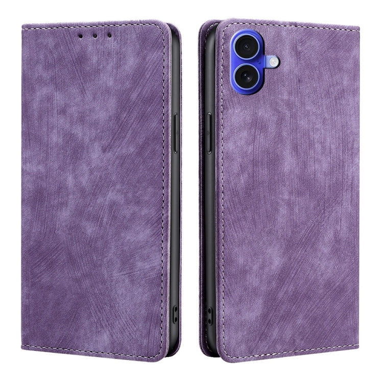 RFID Anti-theft Brush Magnetic Leather Phone Case, For iPhone Air, For iPhone 16 Pro Max, For iPhone 16 Pro, For iPhone 16 Plus