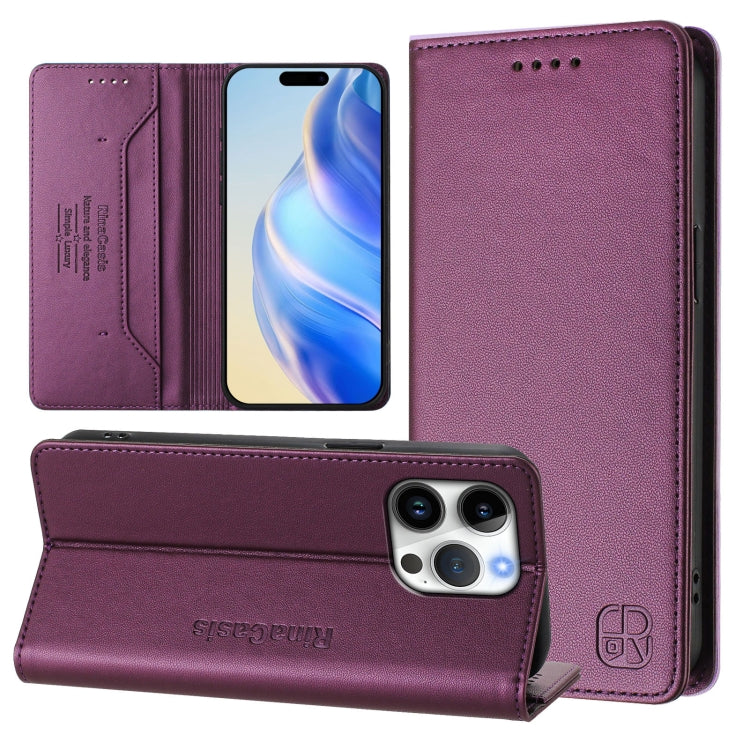RC01 Dual-Folded Magnetic Suction RFID Leather Phone Case, For iPhone 17, For iPhone Air, For iPhone 16 Pro Max