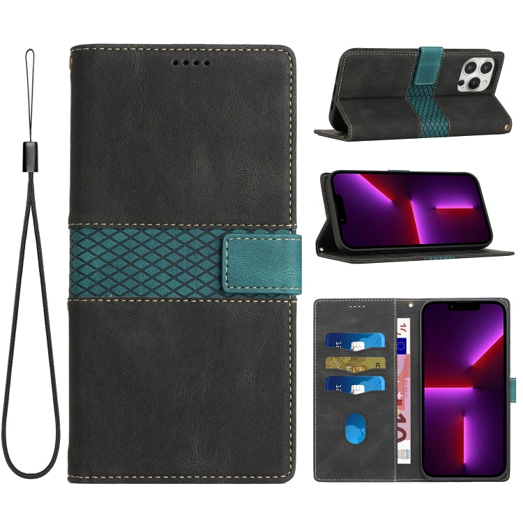 Grid Stitching Leather Phone Case with Lanyard, For iPhone 16 Pro, For iPhone 16 Plus, For iPhone 16, For iPhone 15 Pro Max, For iPhone 15 Pro, For iPhone 15 Plus