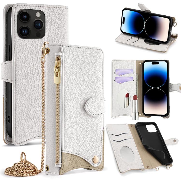 Crossbody Chain Fishtail Litchi Leather Phone Case, For iPhone 15, For iPhone 14 Plus, For iPhone 14, For iPhone 14 Pro