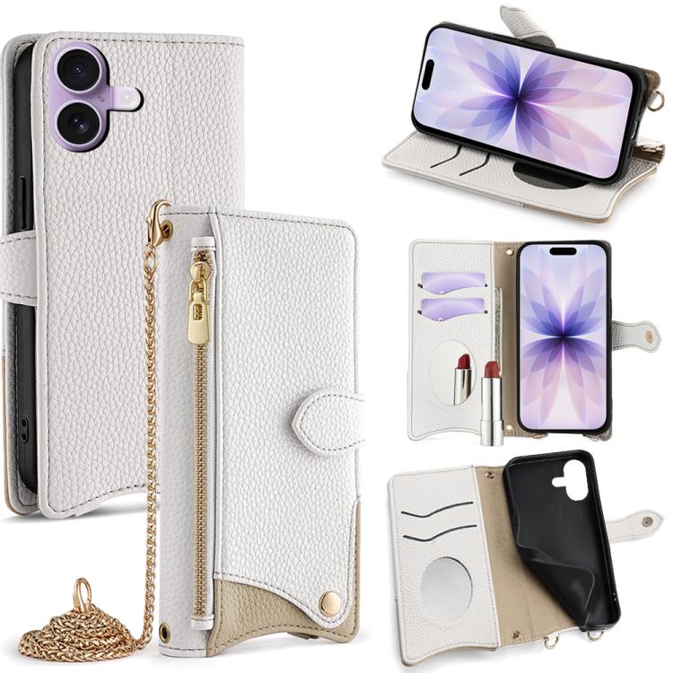 Crossbody Chain Fishtail Litchi Leather Phone Case, For iPhone 17e / 16e, For iPhone 17 Pro Max, For iPhone 17 Pro, For iPhone 17