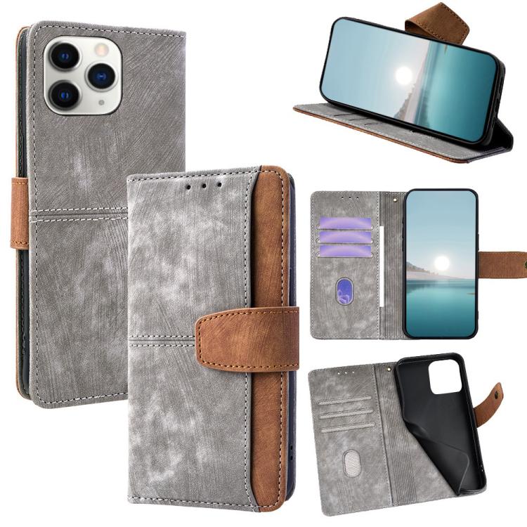 Color Stitching Skin Feel Leather RFID Blocking Phone Case, For iPhone 11 Pro