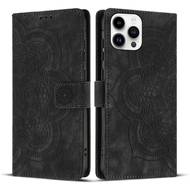 Mandala Embossed Retro Frosted Leather Phone Case, For iPhone 15, For iPhone 14 Plus, For iPhone 14 / 13, For iPhone 14 Pro