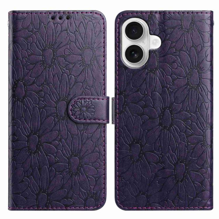 Daisy Embossed Leather Phone Case, For iPhone 17 Pro, For iPhone 17