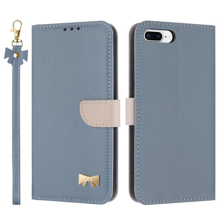 Metal Bow Leather Phone Case with Hand Strap, For iPhone X / XS, For iPhone XR, For iPhone XS Max, For iPhone 7 Plus / 8 Plus