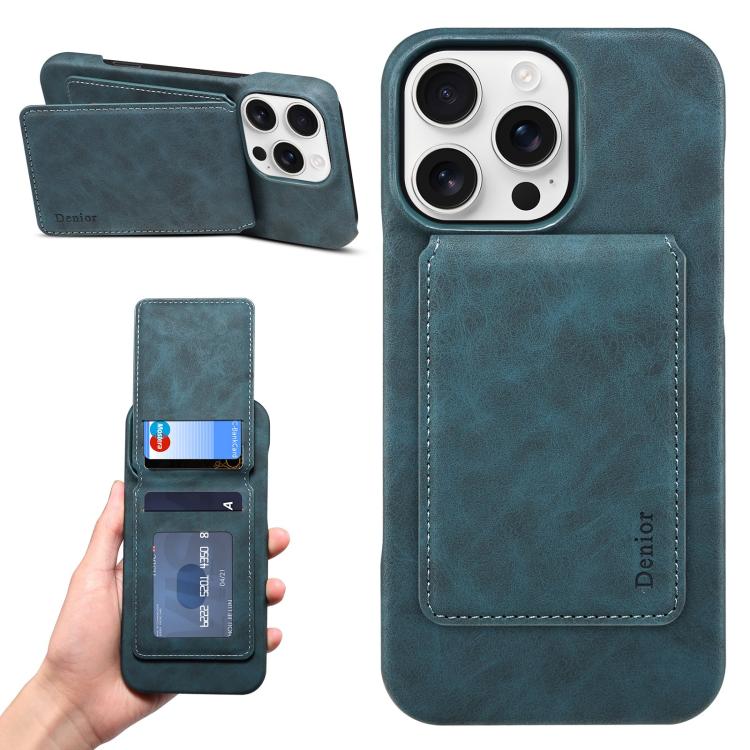 Denior D28 Retro Texture RFID MagSafe Vertical Flip Card-slot Phone Case, For iPhone 15, For iPhone 14 Plus, For iPhone 14 / 13, For iPhone 14 Pro, For iPhone 14 Pro Max, For iPhone 13 Pro Max, For iPhone 13 Pro