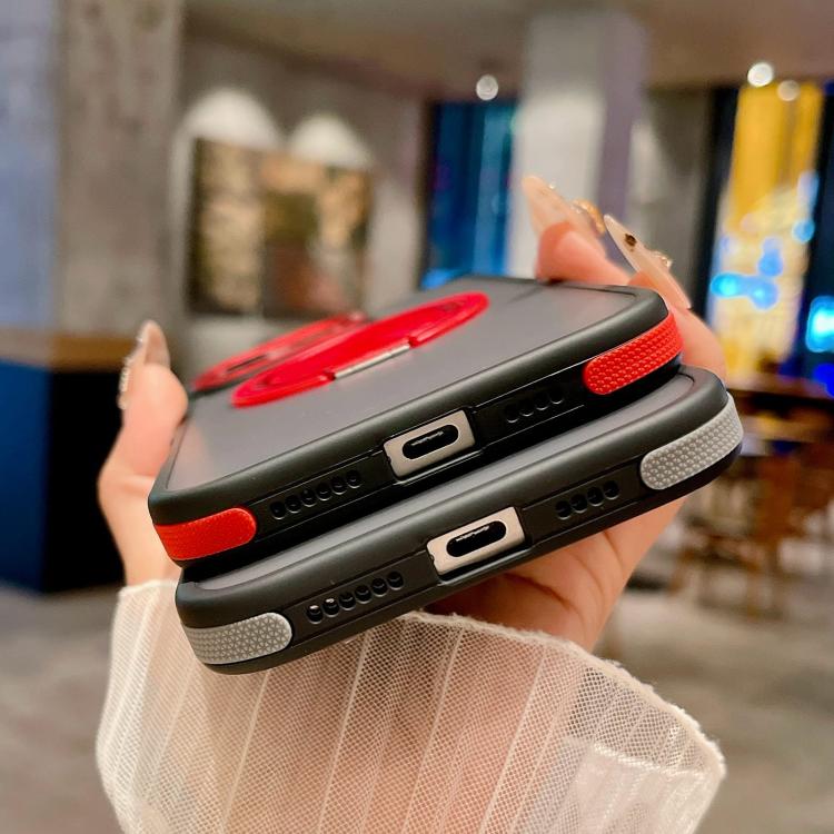 Skin-feel Two-color Edge Strips 360 MagSafe Holder Phone Case, For iPhone 16 Plus, For iPhone 16, For iPhone 15 Pro Max