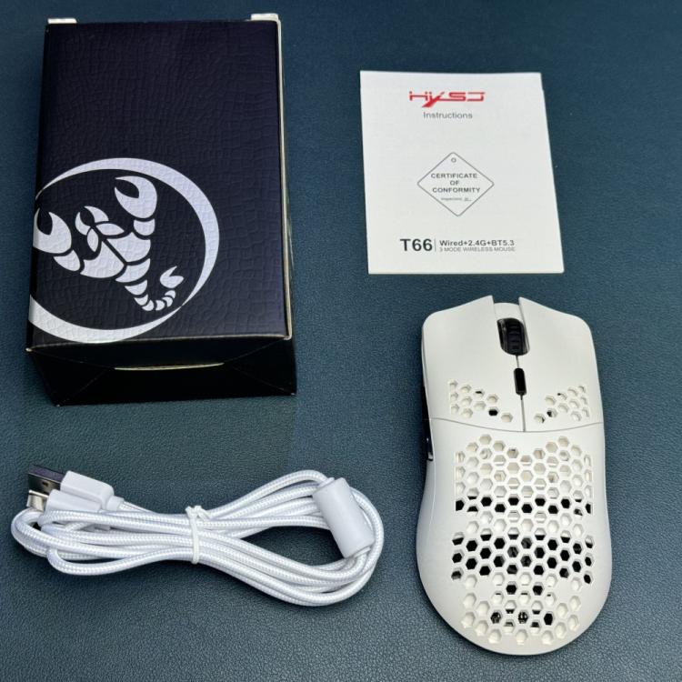 HXSJ T66 3 Modes Wired 2.4G BT5.3 Wireless RGB Rechargeable Mouse, T66