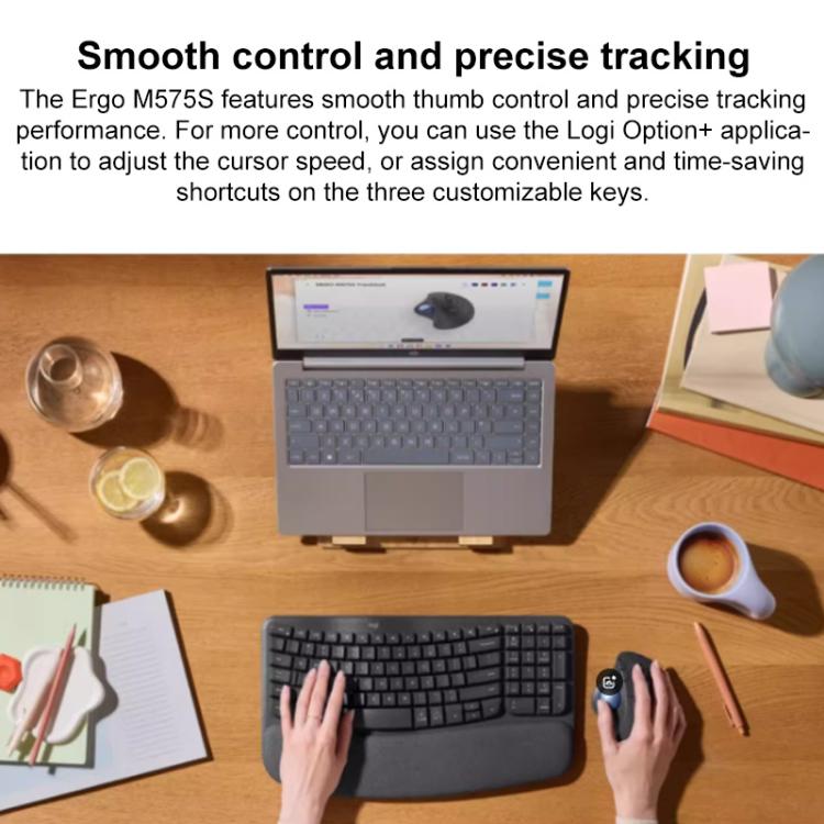 Logitech ERGO M575S Trackball Professional CAD Work Wireless Bluetooth Mouse