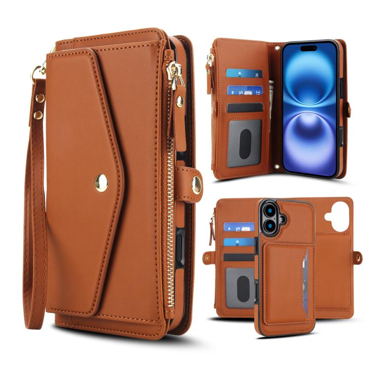 Multifunctional Wallet Detachable Leather Phone Case with Lanyard, For iPhone Air, For iPhone 16 Pro Max, For iPhone 16 Pro, For iPhone 16 Plus