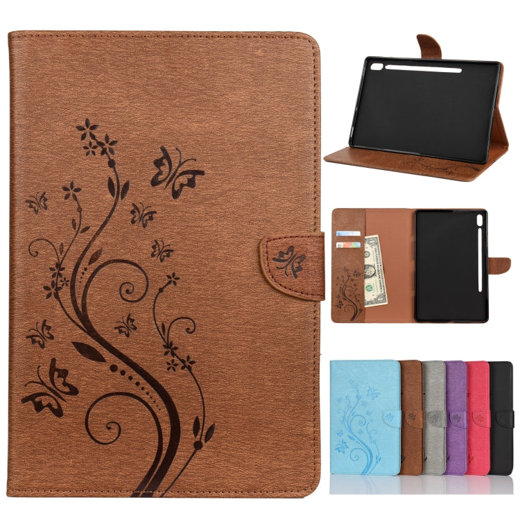 Butterfly Flower Embossing Pattern Horizontal Flip Leather Case with Holder & Card Slots & Wallet, For Samsung Galaxy Tab A7 10.4 (2020), For Samsung Galaxy Tab A 8.4 (2020), For Samsung Galaxy Tab S8 / Galaxy Tab S7, For Samsung Galaxy Tab S6