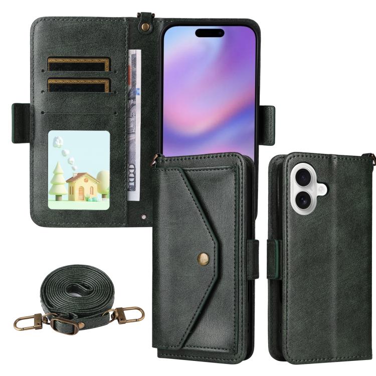 Multi-card Slots Crossbody Cowhide Leather Phone Case, For iPhone 17e / 16e, For iPhone 17 Pro Max, For iPhone 17 Pro, For iPhone 17