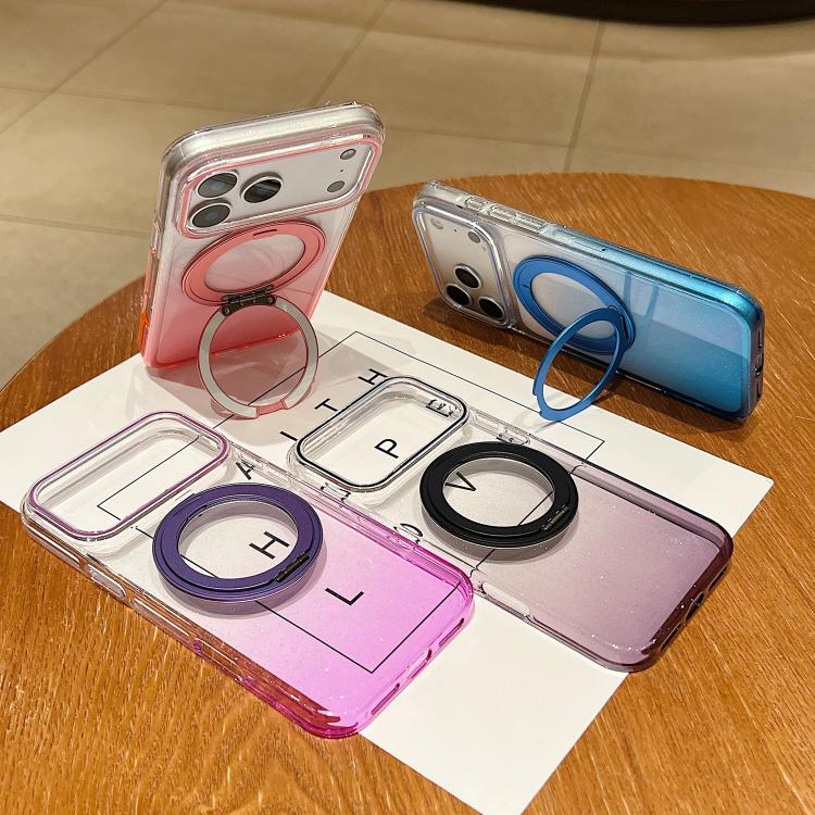 Transparent Gradient 360 Degree Rotation Holder MagSafe Phone Case, For iPhone 18 Pro / 17 Pro, For iPhone 18 Pro Max / 17 Pro Max, For iPhone 17, For iPhone Air, For iPhone 16 Pro Max, For iPhone 16 Pro