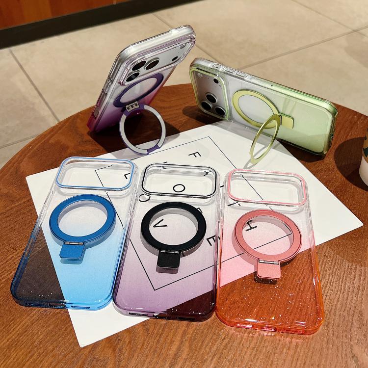 Transparent Gradient Metal Ring Holder MagSafe Phone Case, For iPhone 18 Pro / 17 Pro, For iPhone 18 Pro Max / 17 Pro Max, For iPhone 17, For iPhone Air