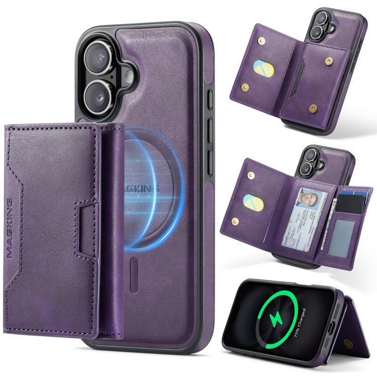MAGKING K4 Series MagSafe RFID Tri-fold Card Bag Detachable Phone Case, For iPhone 18 Pro / 17 Pro, For iPhone 18 Pro Max / 17 Pro Max, For iPhone 17e / 16e, For iPhone 17