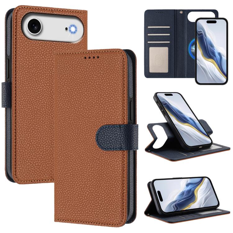 Detachable Litchi Texture Magnetic Side-Patch Vegan Leather Phone Case, For iPhone 17 Pro Max, For iPhone 17 Pro, For iPhone 17, For iPhone Air