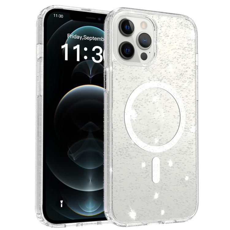 Clear Glitter Magnetic PC Hybrid TPU Phone Case, For iPhone 13 Pro, For iPhone 12, For iPhone 12 Pro Max, For iPhone 12 Pro
