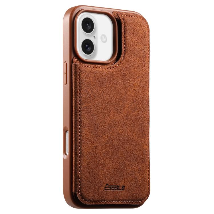 ESEBLE Retro Texture Double Buckle Card Slot Phone Case, For iPhone 17e / 16e, For iPhone 17 Pro Max, For iPhone 17 Pro, For iPhone 17, For iPhone Air, For iPhone 16 Pro Max, For iPhone 16 Pro, For iPhone 16