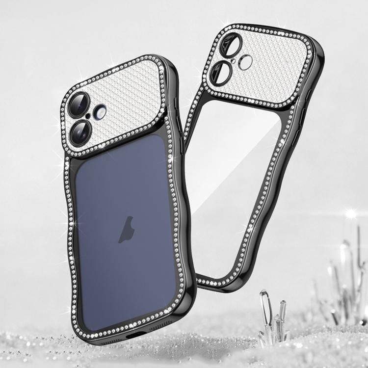 Wave Twisting Star Diamond Shockproof Electroplate TPU Phone Case, For iPhone 16 Pro, For iPhone 16