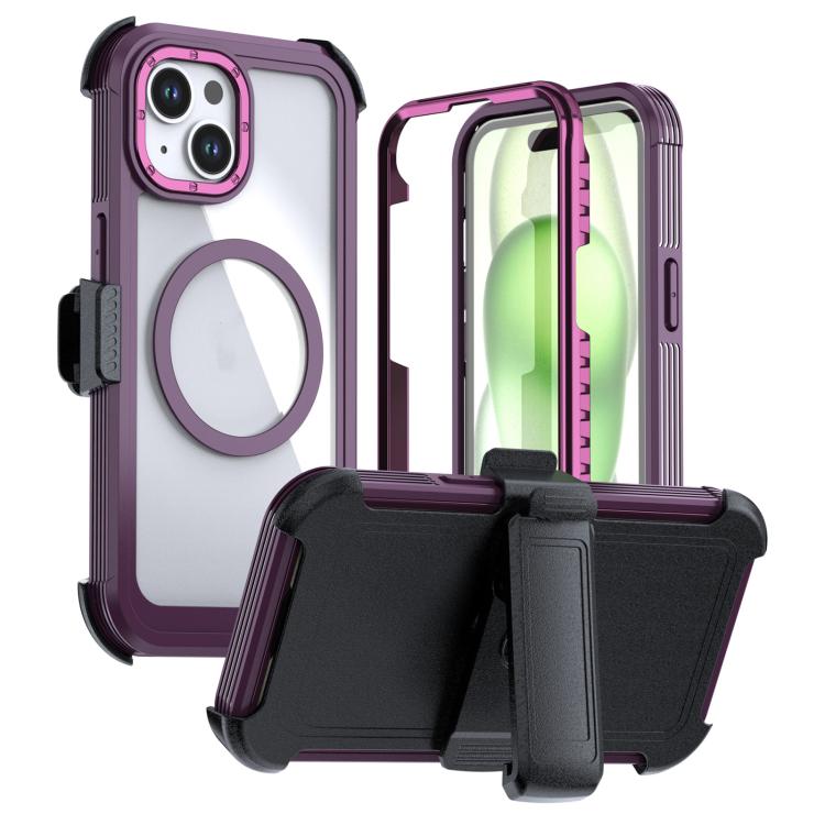 Acrylic Full Coverage Magnetic Phone Case with Back Clip, For iPhone 15 Pro, For iPhone 15 Plus / 14 Plus, For iPhone 15