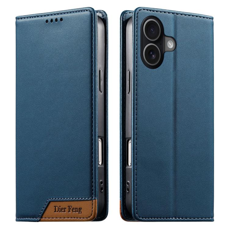 Dierfeng Splicing Strong Magnetic RFID Vegan Leather Phone Case, For iPhone 18 Pro / 17 Pro, For iPhone 18 Pro Max / 17 Pro Max, For iPhone 17e / 16e, For iPhone 17