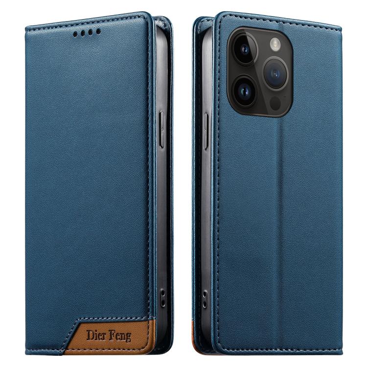 Dierfeng Splicing Strong Magnetic RFID Vegan Leather Phone Case, For iPhone 15, For iPhone 14 Plus, For iPhone 14 / 13, For iPhone 14 Pro