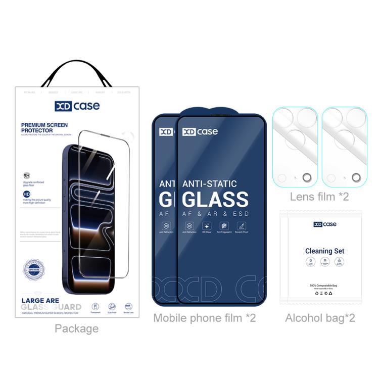 XDcase 2 Pairs HD Tempered Glass Screen Protector + Transparent Lens Protector, For iPhone 17 Pro Max, For iPhone 17 Pro, For iPhone 17, For iPhone Air