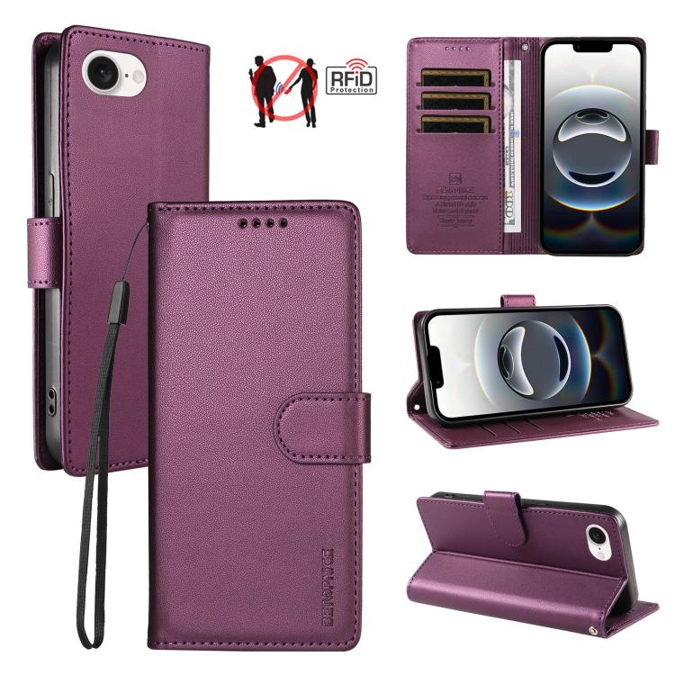 BETOPNICE Pearlescent RFID Vegan Leather Phone Case with Strap, For iPhone 18, For iPhone 18 Pro, For iPhone 18 Pro Max, For iPhone 17e / 16e