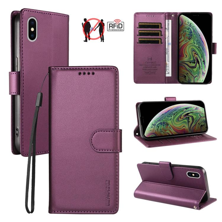BETOPNICE Pearlescent RFID Vegan Leather Phone Case with Strap, For iPhone 11 Pro Max, For iPhone 11, For iPhone XR, For iPhone XS Max