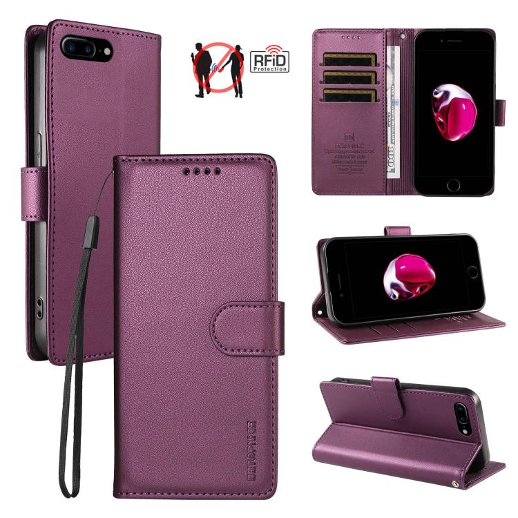 BETOPNICE Pearlescent RFID Vegan Leather Phone Case with Strap, For iPhone 8 Plus / 7 Plus