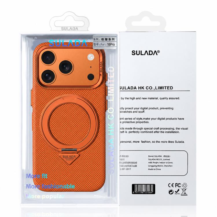 SULADA Kevlar Grid Patterned Skin Feel Rotation Magnetic Holder Phone Case, For iPhone 18 Pro, For iPhone 18 Pro Max, For iPhone 17 Pro Max, For iPhone 17 Pro, For iPhone 17, For iPhone 16 Pro Max, For iPhone 16 Pro