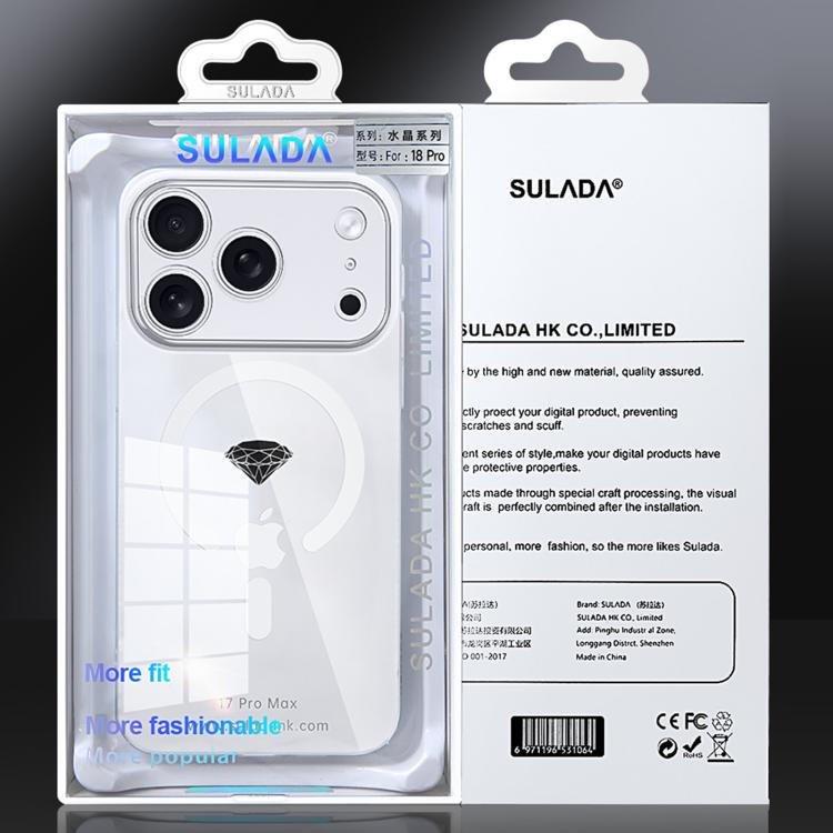 SULADA Crystal-Coated Clear Magnetic PC Hybrid TPU Phone Case, For iPhone 18 Pro, For iPhone 18 Pro Max, For iPhone 17 Pro Max, For iPhone 17 Pro, For iPhone 17, For iPhone Air
