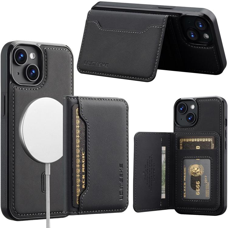 LC.IMEEKE L7 Series RFID Card Bag Magnetic Phone Case, For iPhone 16, For iPhone 15 Pro Max, For iPhone 15 Pro, For iPhone 15 Plus / 14 Plus