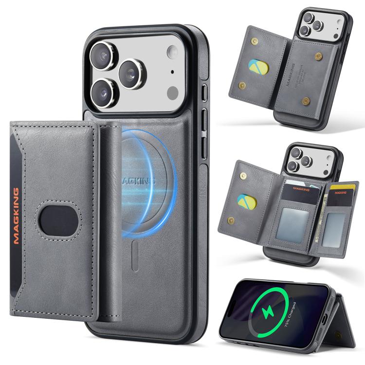 MAGKING K5 Series RFID Tri-fold Card Bag Detachable Magnetic Phone Case, For iPhone 18, For iPhone 18 Pro, For iPhone 18 Pro Max