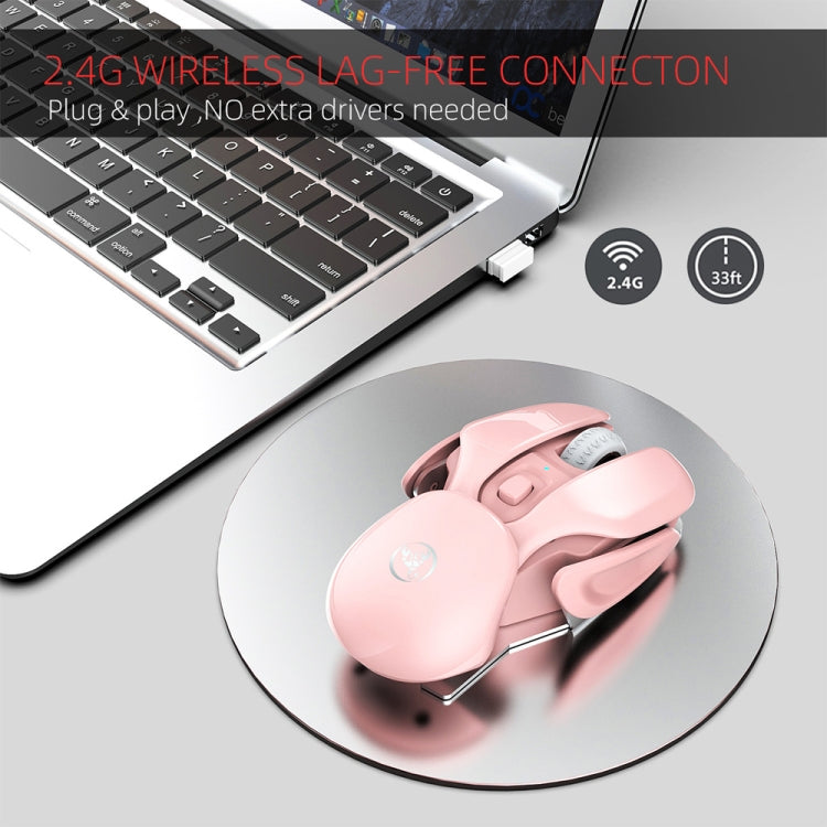 HXSJ T37 2.4GHz 1600dpi 3-modes Adjustable Wireless Mute Mouse, T37 Pink