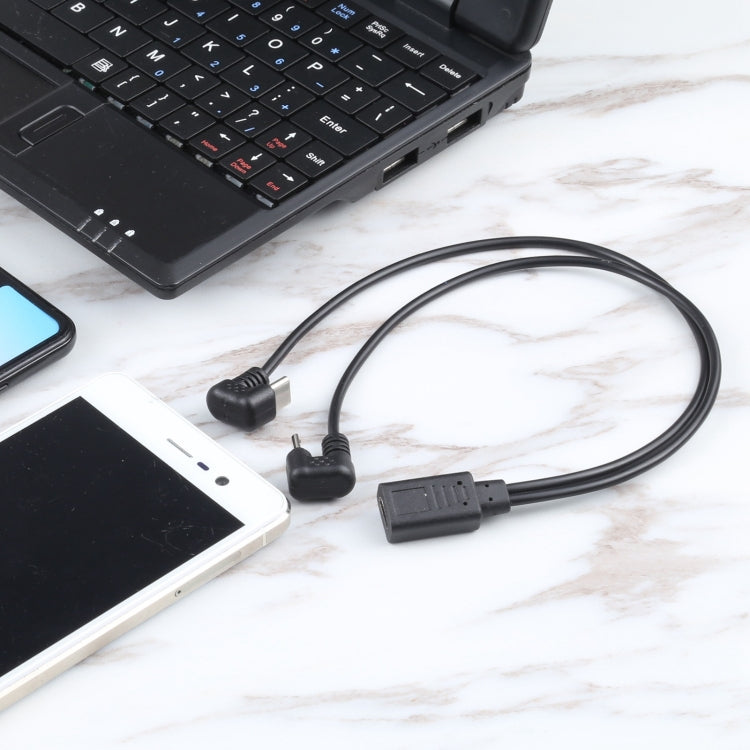 U-shaped USB-C / Type-C Male + Micro USB Male to USB-C / Type-C Female Cable, Type-C + Micro USB to Type-C