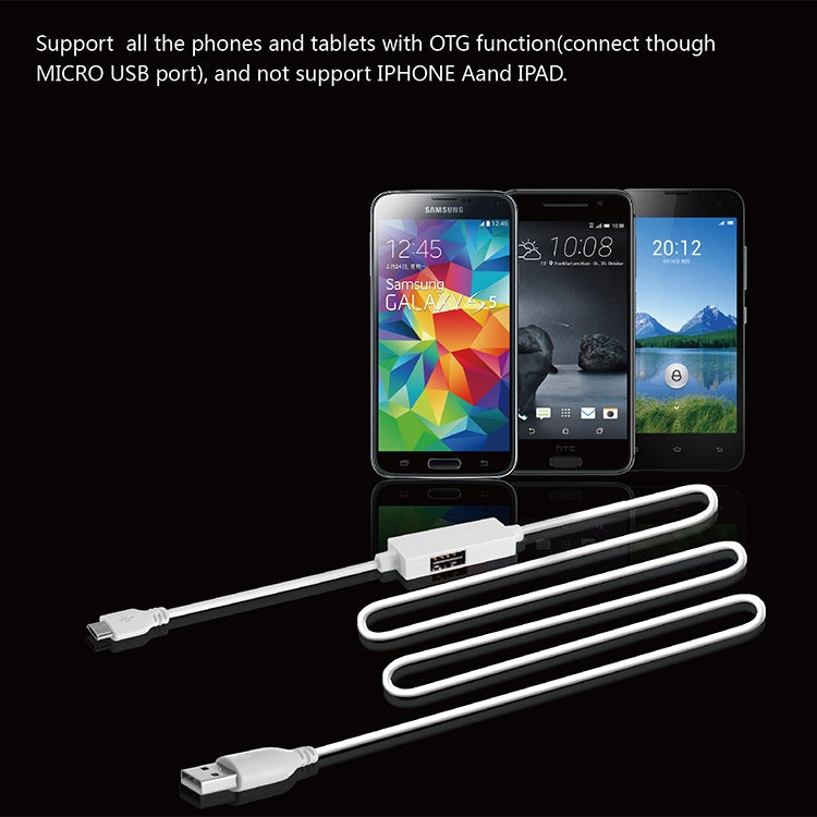 OTG-Y-03 USB 2.0 Male to Micro USB Male + USB Female OTG Charging Data Cable for Android Phones / Tablets with OTG Function, with Switch, Length: 1.1m