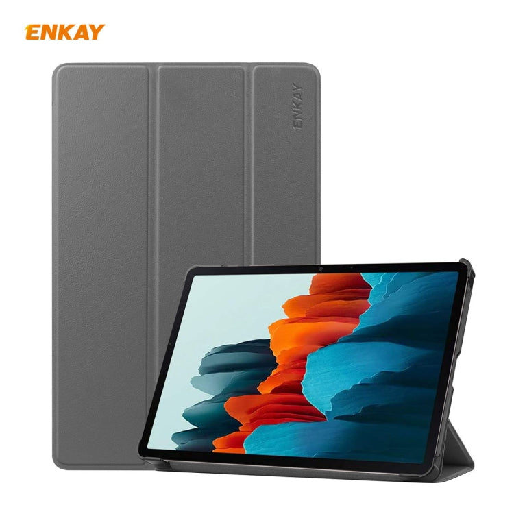 ENKAY ENK-8010 PU Leather + Plastic Smart Case with Three-folding Holder for Samsung Galaxy Tab S7 11.0 T870 / T875, For Galaxy Tab S8 / Galaxy Tab S7 11.0