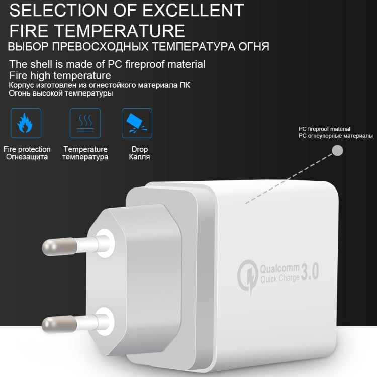 SDC-30W 30W QC 3.0 USB + 2.4A Dual USB 2.0 Ports Mobile Phone Tablet PC Universal Quick Charger Travel Charger, EU Plug, EU Plug