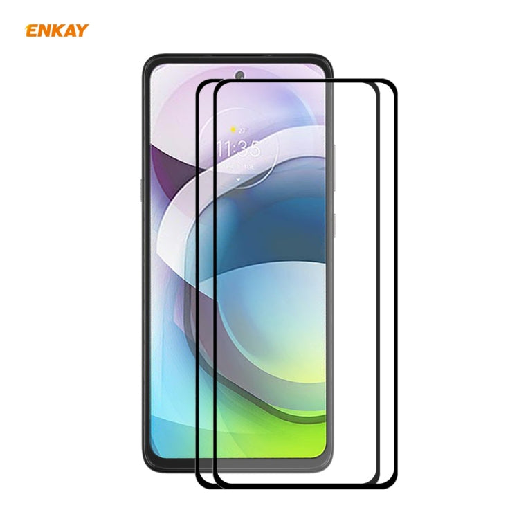 2 PCS ENKAY Hat-Prince Full Glue 0.26mm 9H 2.5D Tempered Glass Full Coverage Film, For Huawei P Smart 2021, For Nokia 3.4, For Motorola Moto G 5G(2 PCS)