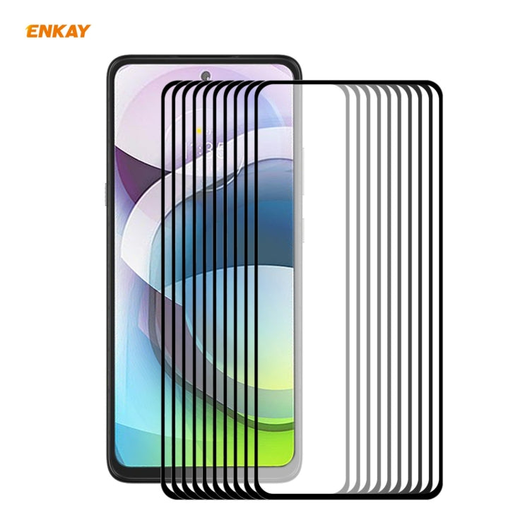 10 PCS ENKAY Hat-Prince Full Glue 0.26mm 9H 2.5D Tempered Glass Full Coverage Film, For LG K42 / K52 / K62, For Huawei P Smart 2021, For Nokia 3.4, For Motorola Moto G 5G(10 PCS)