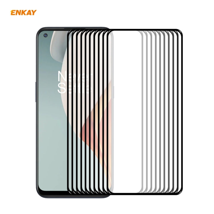 10 PCS ENKAY Hat-Prince Full Glue 0.26mm 9H 2.5D Tempered Glass Full Coverage Film, For Huawei Nova 8 SE, For Samsung Galaxy A12, For OnePlus Nord N10 5G, For OnePlus Nord N100