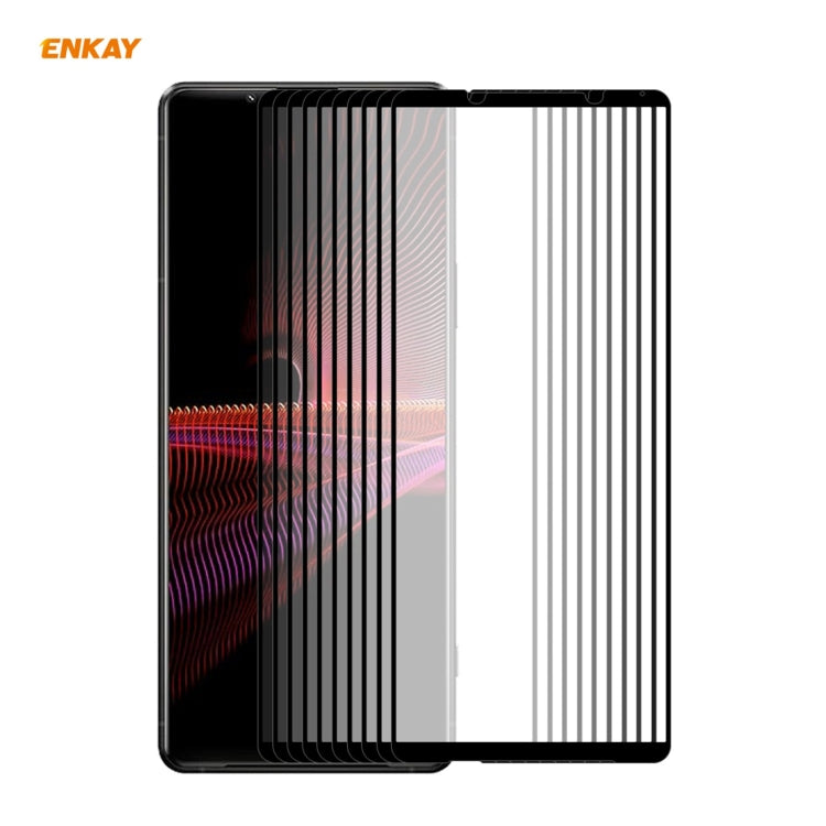 10 PCS ENKAY Hat-Prince Full Glue 0.26mm 9H 2.5D Tempered Glass Full Coverage Film, For Sony Xperia 10 III(10 PCS), For Sony Xperia 1 III(10 PCS)