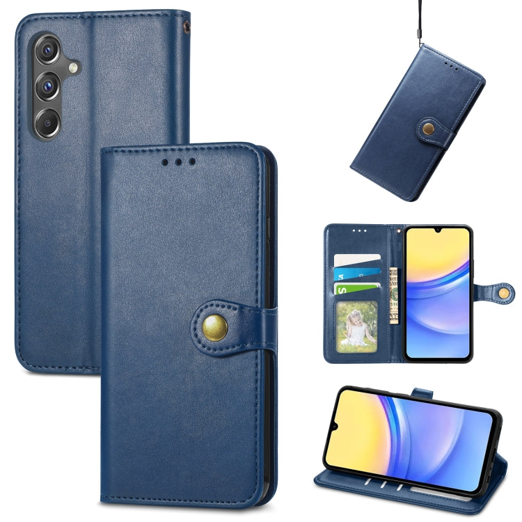 Retro Solid Color Buckle Leather Phone Case, For Samsung Galaxy A15
