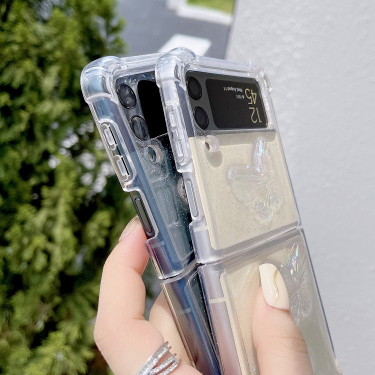 Clear Crystal Butterflies TPU Phone Case, For Samsung Galaxy Z Flip7 FE / Flip6, For Samsung Galaxy Z Flip4, For Samsung Galaxy Z Flip3