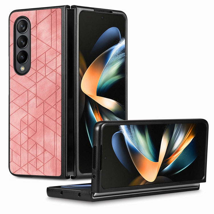 Geometric Leather Back Cover Phone Case, For Samsung Galaxy Z Fold6, For Samsung Galaxy Z Fold5, For Samsung Galaxy Z Fold4, For Samsung Galaxy Z Fold3 5G