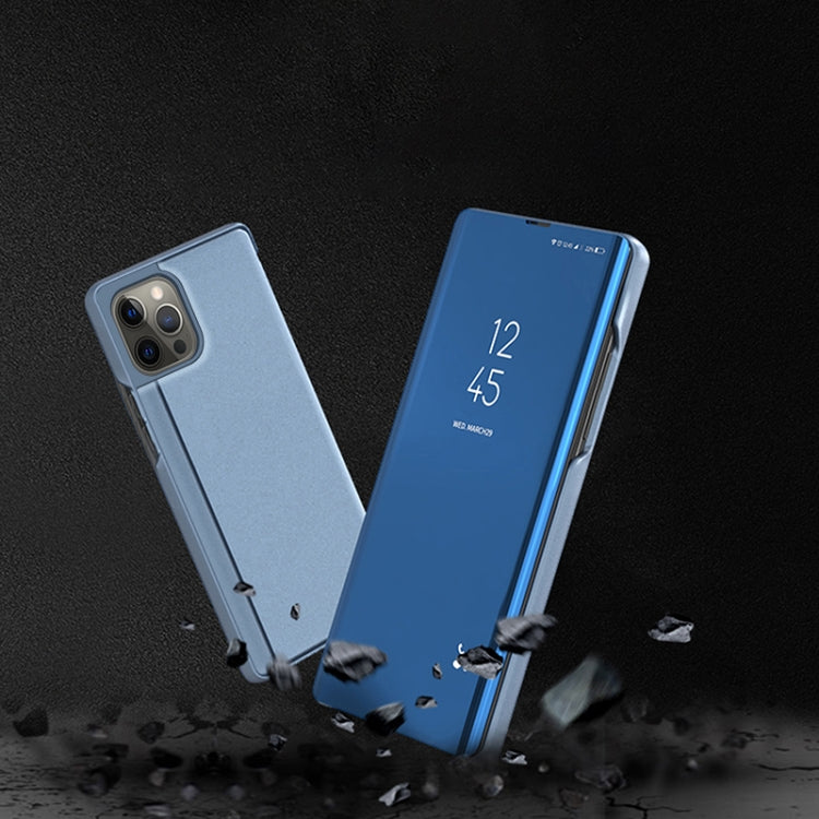 Plated Mirror Horizontal Flip Leather Phone Case with Holder, For iPhone 17, For iPhone Air, For iPhone 16 Pro Max