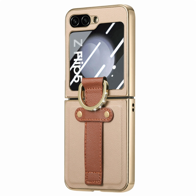 Brilliant Plating PC Back Screen Integrated Ring Phone Case, For Samsung Galaxy Z Flip5 5G