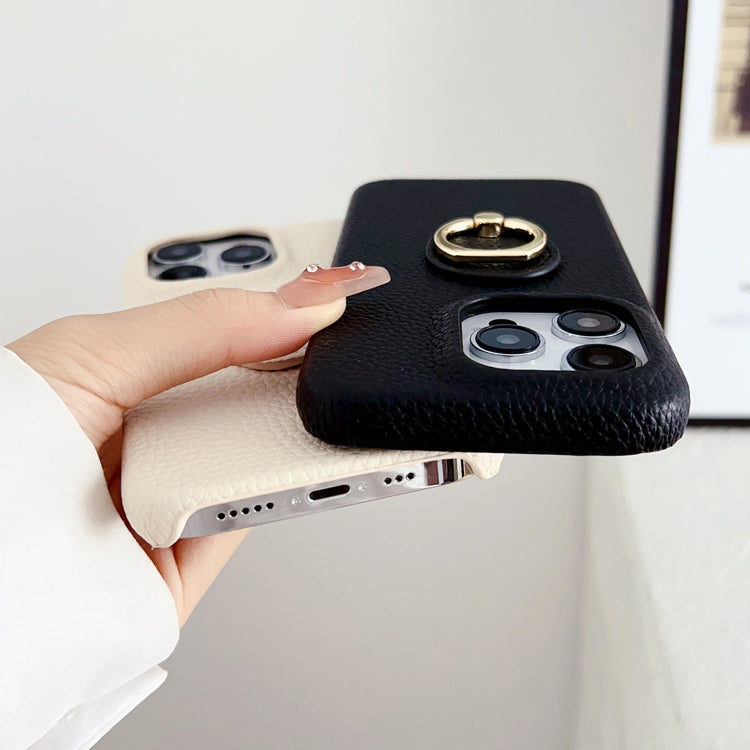 Litchi Texture Ring Holder Shockproof Phone Case, For iPhone 15 Pro Max, For iPhone 15 Pro, For iPhone 15 Plus