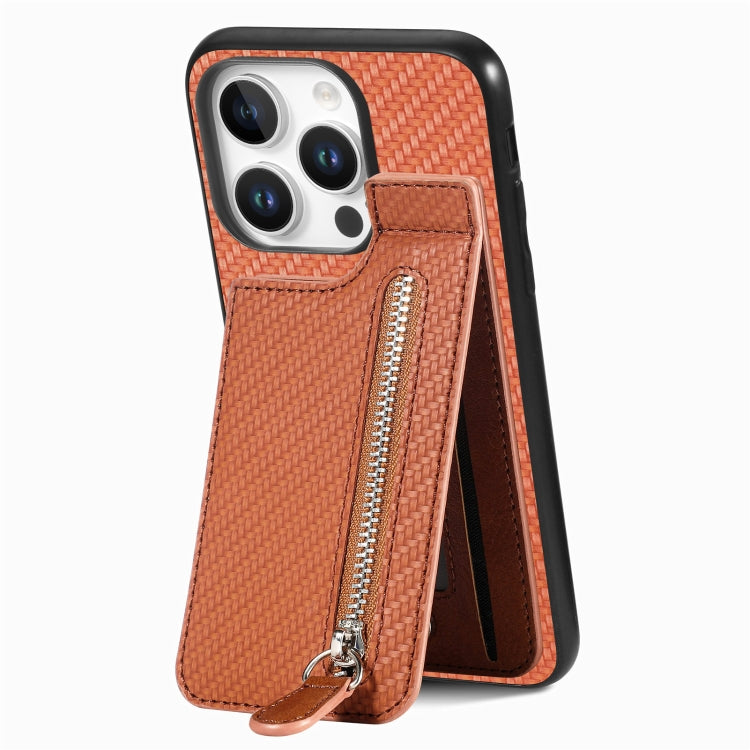 Carbon Fiber Vertical Flip Zipper Phone Case, For iPhone 17e / 16e, For iPhone 17 Pro Max, For iPhone 17, For iPhone 16 Pro Max